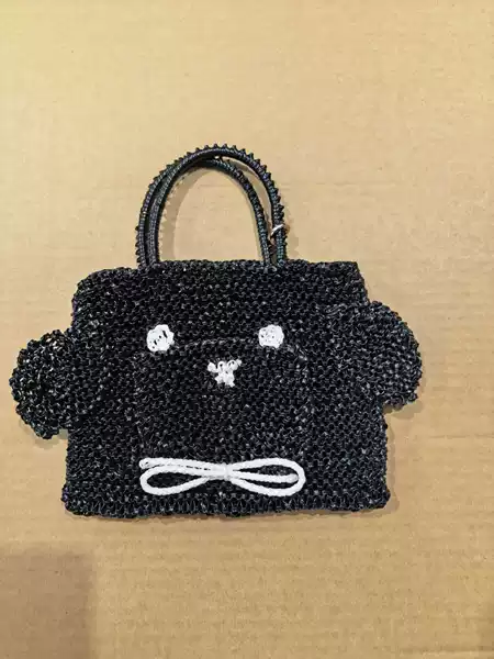 2026 new 3D puppy woven tote bag, PVC beaded sequin handbag, cute cartoon shoulder bag for women