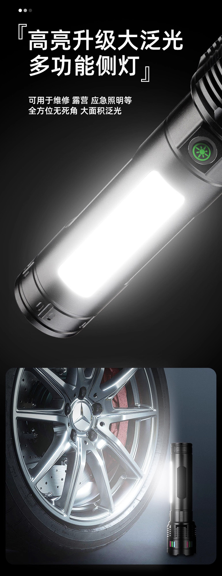 Cross-Border Electric Display Strong Light Flashlight White Laser Flashlight Outdoor Emergency Long Battery Life Light-Transmitting Zoom Long Shot