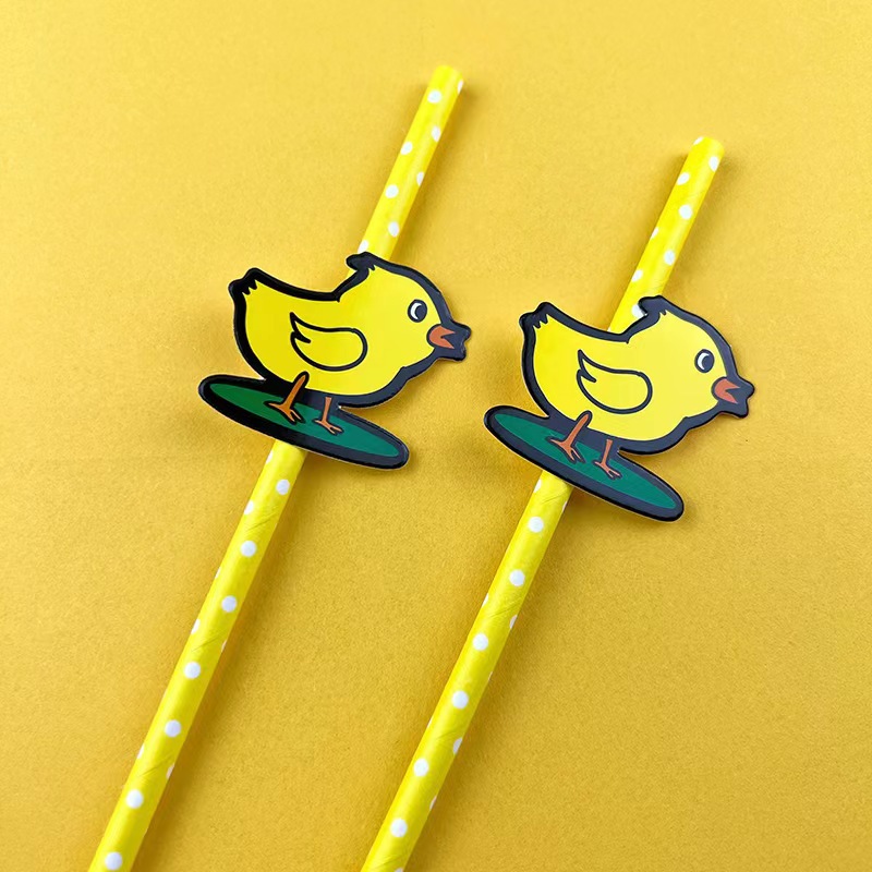 Amazon en stock pollo de Pascua forma de tarjeta de dibujos animados de paja postre pastel fiesta escena decoración paja