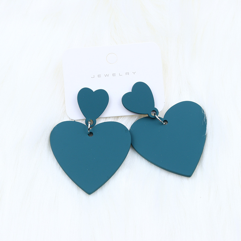 22g Weight 1 Pair Simple Style Heart Shape Stoving Varnish Arylic Drop Earrings