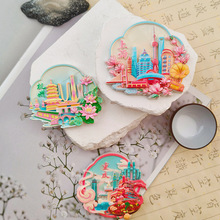 城市冰箱贴杭州重庆上海创意立体深雕磁性贴旅游景点文创纪念品