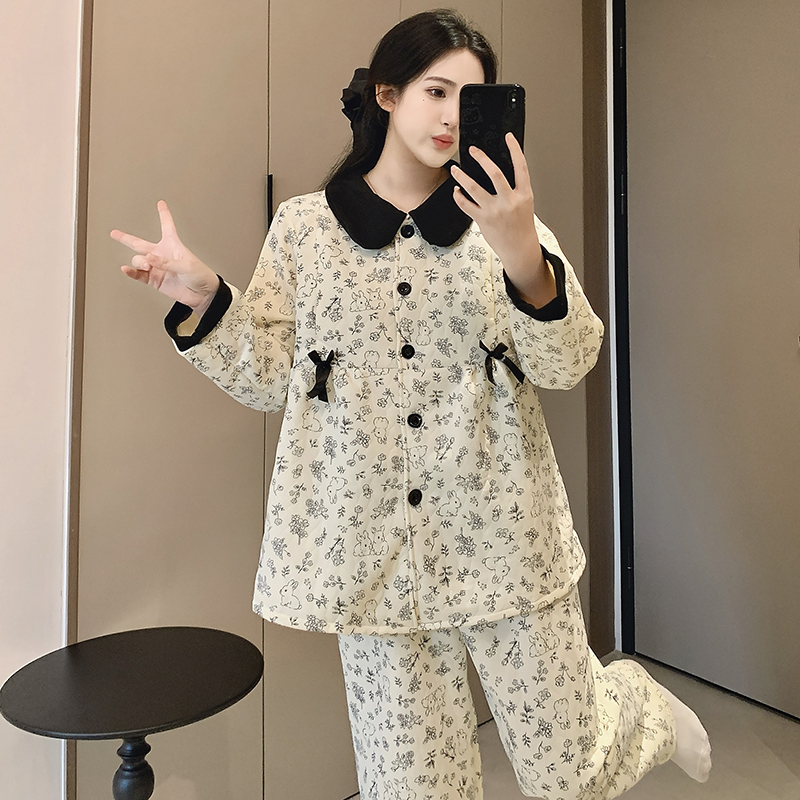 Maternity Autumn and Winter Postpartum Clothing Air Cotton Pajamas Postpartum Month Large Nursing Wear Warm Layered Loungewear