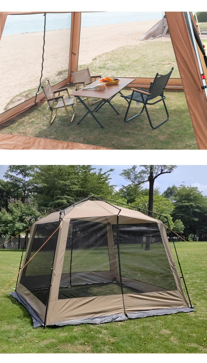 Automatic Tent Outdoor Aluminum Alloy Folding Portable Camping Black Glue Mosquito Net Mosquito-Proof Camping Canopy