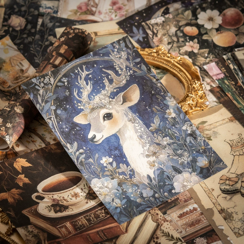 Серия коллекций Wandering Time Материал Бумага Декоративный материал для журналов Бумага Цветочное украшение с оленями Ретро-подарочный журнал.