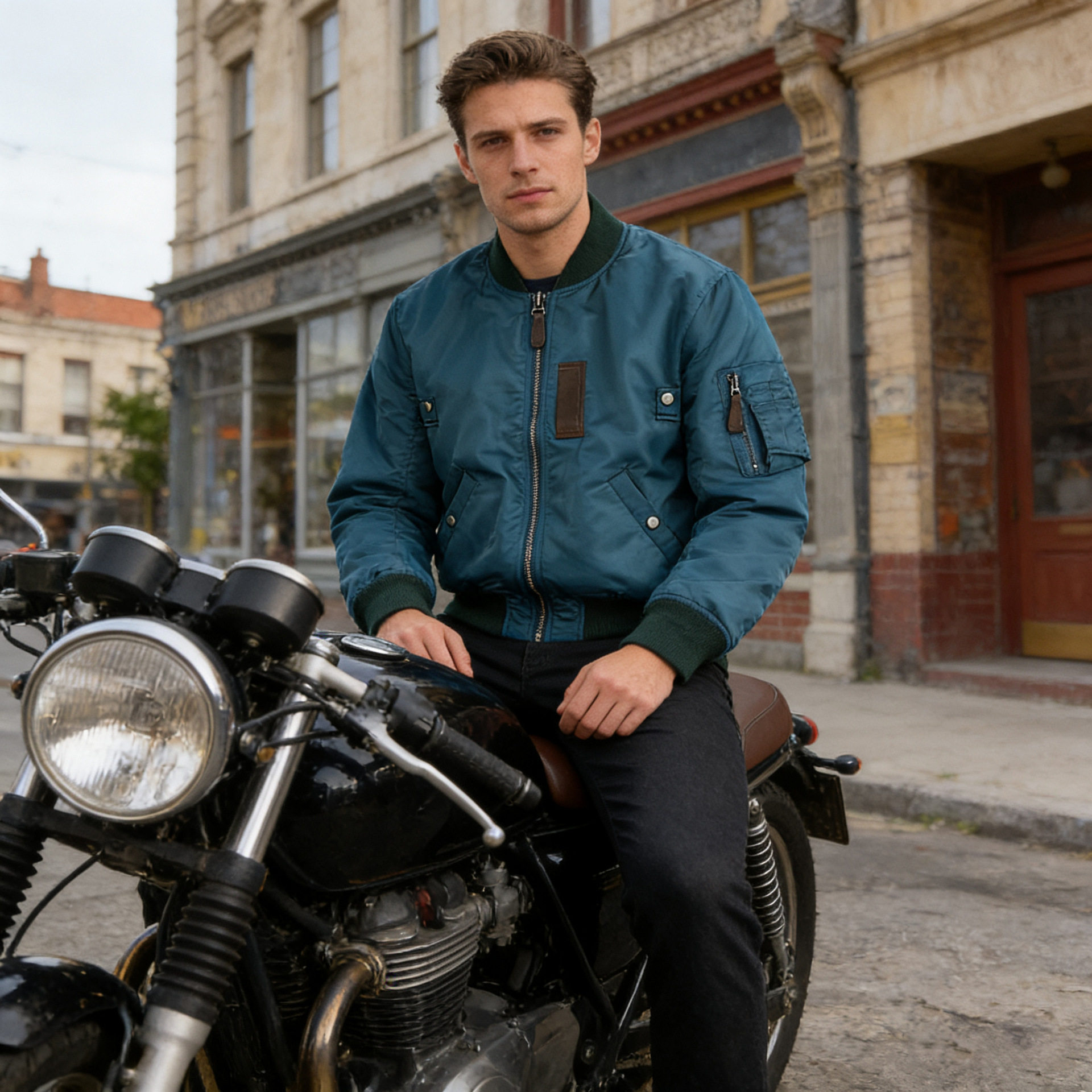 OKONKWO otoño e invierno nuevo color sólido MA-1 vuelo chaqueta acolchada lana gruesa MA1 impermeable chaqueta abrigo