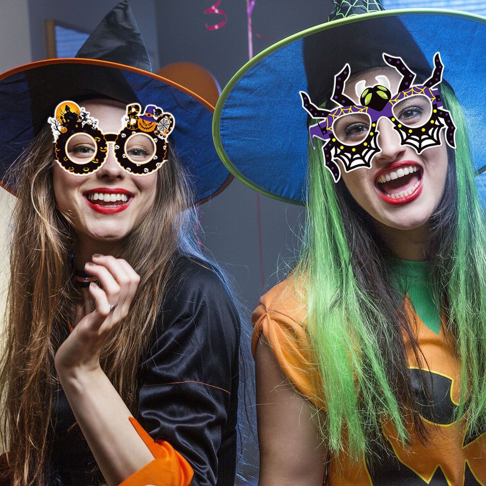 Cruzar la frontera nueva decoración de Halloween gafas de papel fantasma fiesta Festival divertido foto apoyos calabaza gafas de araña