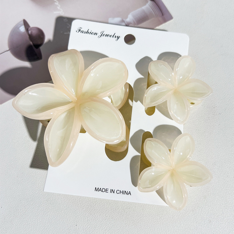 カード式コントラストカラーの雰囲気のある花のヘアピン韓国風甘い後頭部ヘアシャーククリッププラムの花のヘアアクセサリー|undefined