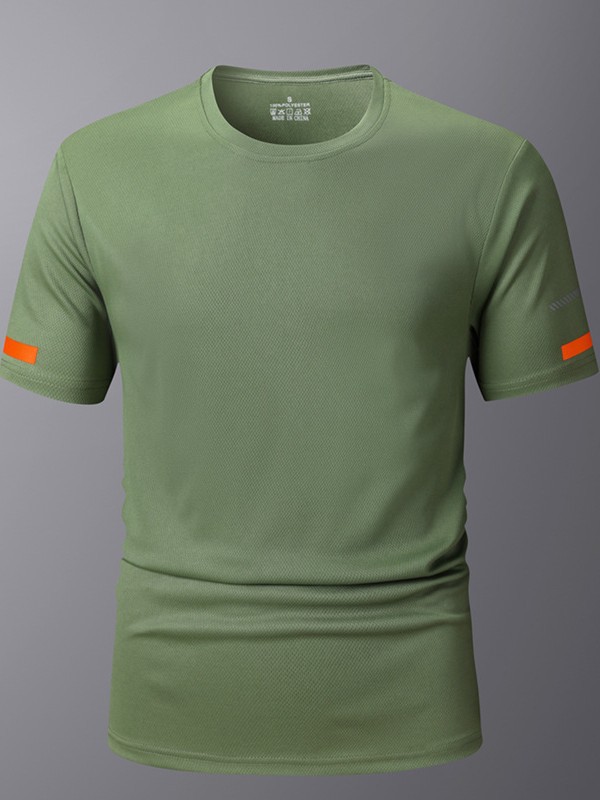 Silk breathable sports quick dry T-shirt with a round collar for gym
