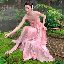 海边温柔系穿搭海南三亚度假沙滩裙子气质超仙拖尾长裙