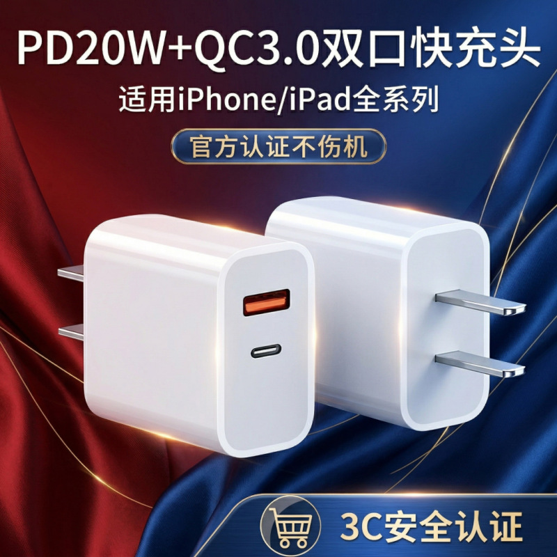 Pd20W Apple Charger A+C Dual-Port Charging Head, European and American Regulations, Suitable for Apple 17 Fast Charging Head, Exclusively for Cross-Border Supply Pd20W Apple Charger A+C Dual-Port Charging Head, European and American Regulations, Suitable for Apple 17 Fast Charging Head, Exclusively for Cross-Border Supply