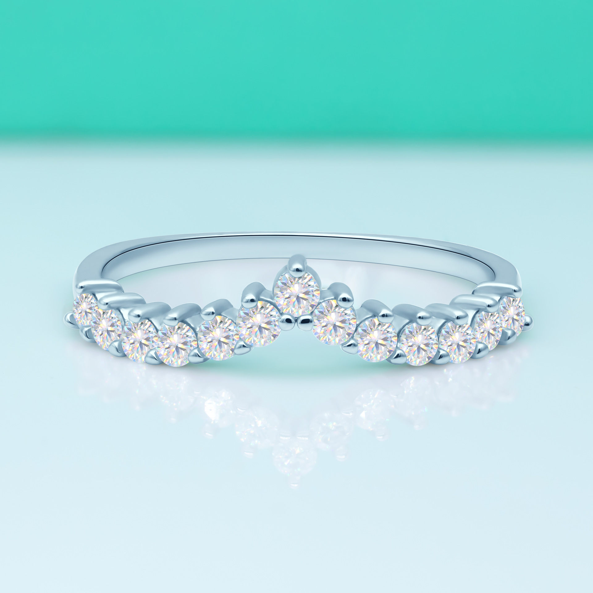 Geometric Pattern Women'S Gender Sterling Silver Moissanite Rings Geometric