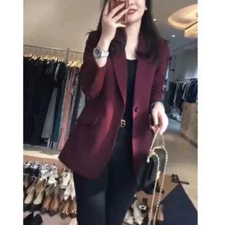 2165大爱美依缘2025秋季新款洋气紫红色西装外套小个子职业上衣女