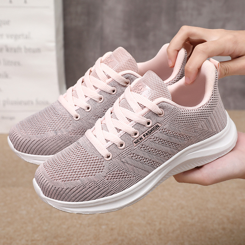 Calzado deportivo para mujer 2025 zapatos individuales de verano transfronterizo Xiyin en nombre de la versión coreana de las zapatillas para correr transpirables casuales de suela suave tejidas voladoras