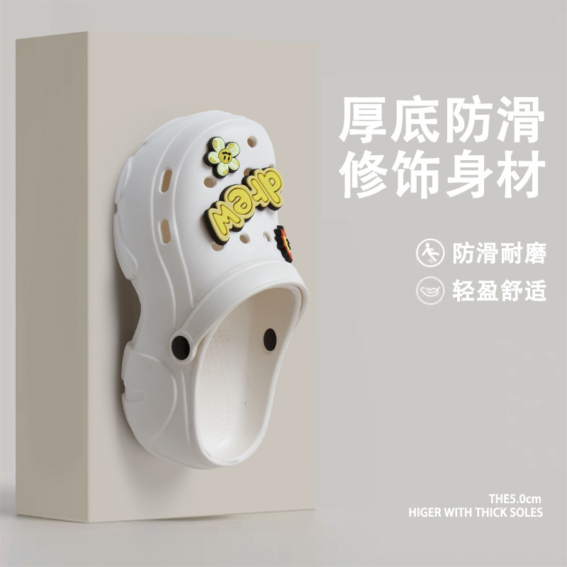 Trendy High-Heeled Clogs Popular Bathroom Girl Outdoor Cute Outing Cartoon Versatile Flat Closed-Toe Sandals for Men