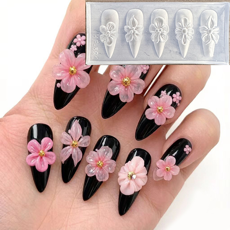 French vintage iris flower ice flower nail art silicone mold 3D carved DIY nail decoration tool