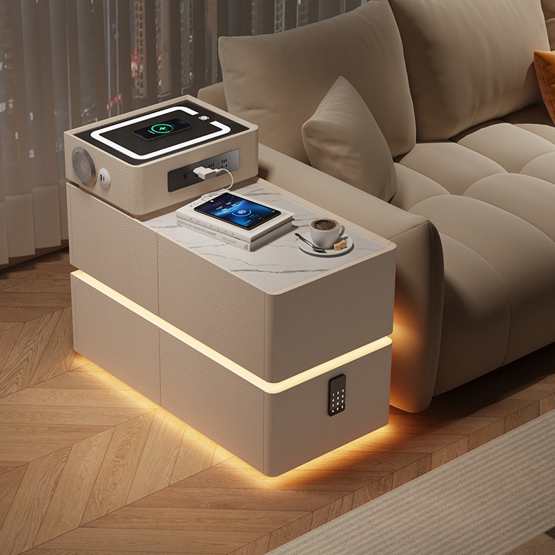 Tea Bar Machine Sofa Side Cabinet Coffee Table Sofa Side Table Armrest Socket Accessible Luxury Small Household Club Charging Storage Cabinet