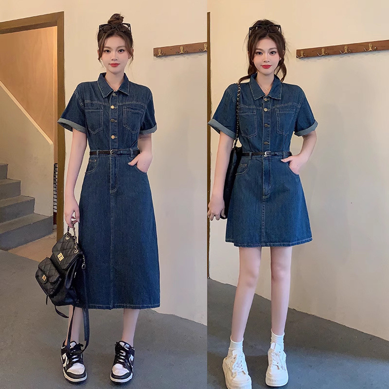 plus size Women's chubby girl Denim dress Women's 2025 Summer New Arrival Skirt Slight Fat Girl Belly Covering Slimming Skirt plus size Women's chubby girl Denim dress Women's 2025 Summer New Arrival Skirt Slight Fat Girl Belly Covering Slimming Skirt