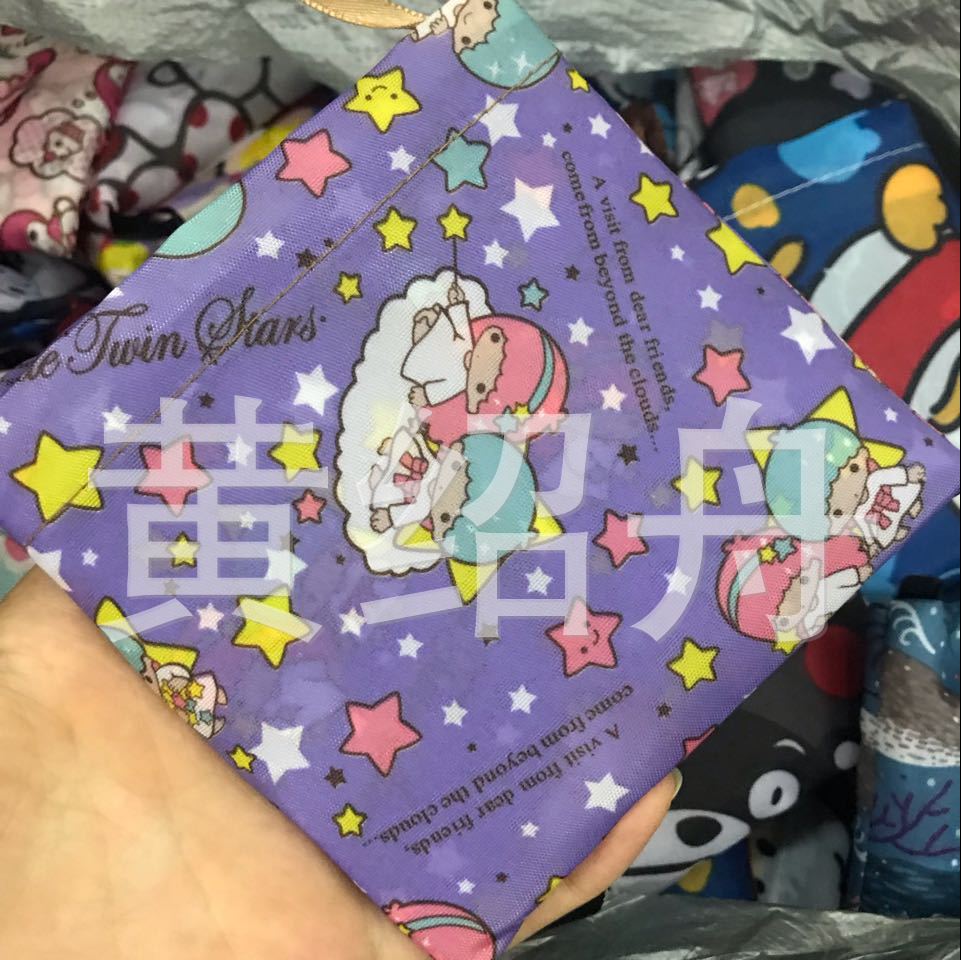 Cartoon small folding shopping bag, polyester
