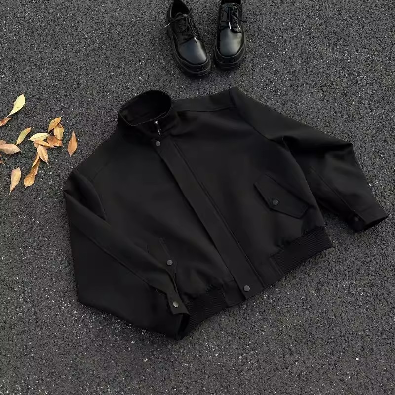 bomber短款飞行夹克男款春秋cleanfit廓形正肩boxy外套立领棒球服