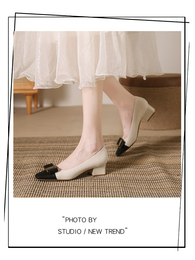 Genuine Leather High Heels With Square Toe For Women Summer Style_voghion.com