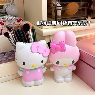 Sanrio Hello Kitty Pen Holder Stationery Melody Makeup Brush Storage Box Desktop Storage Ornament Gift