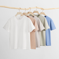 日本製シンプルな半袖Tシャツメンズ230gヘビーウェイト不透明コットンラウンドネックボトムシャツ女性用ルーズで多用途なTシャツトップ
