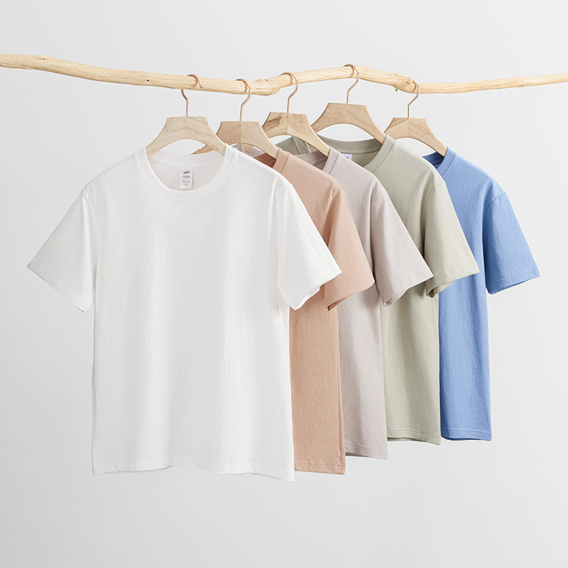 Casual Short-Sleeved T-Shirt for Men, 230g Heavyweight, Non-Transparent Pure Cotton, Round Neck Base Shirt, Loose and Versatile T-Shirt Top for Women, Breathable Casual Short-Sleeved T-Shirt for Men, 230g Heavyweight, Non-Transparent Pure Cotton, Round Neck Base Shirt, Loose and Versatile T-Shirt Top for Women, Breathable