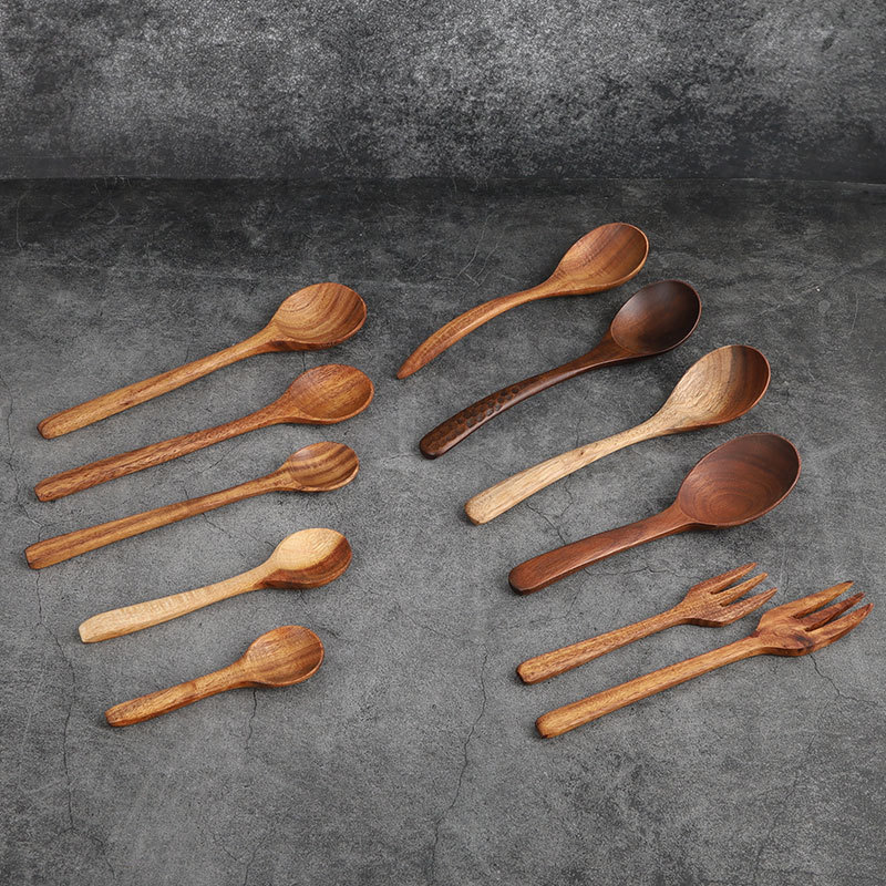 Cuchara de madera verde directa de fábrica sin pintar adulto cuchara de madera China cuchara de Acacia creativa gran cantidad Congyu