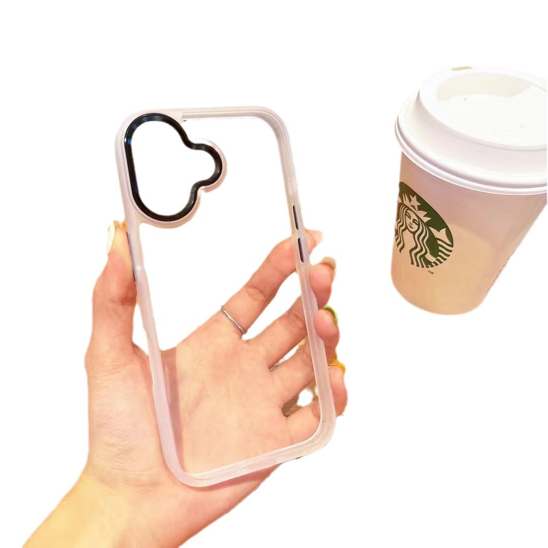 Funda para teléfono móvil iPhone 17 AIR naranja, compatible con iPhone 15 y 16, carcasa rígida transparente con anillo de lente metálico dorado y protección anticaídas.
