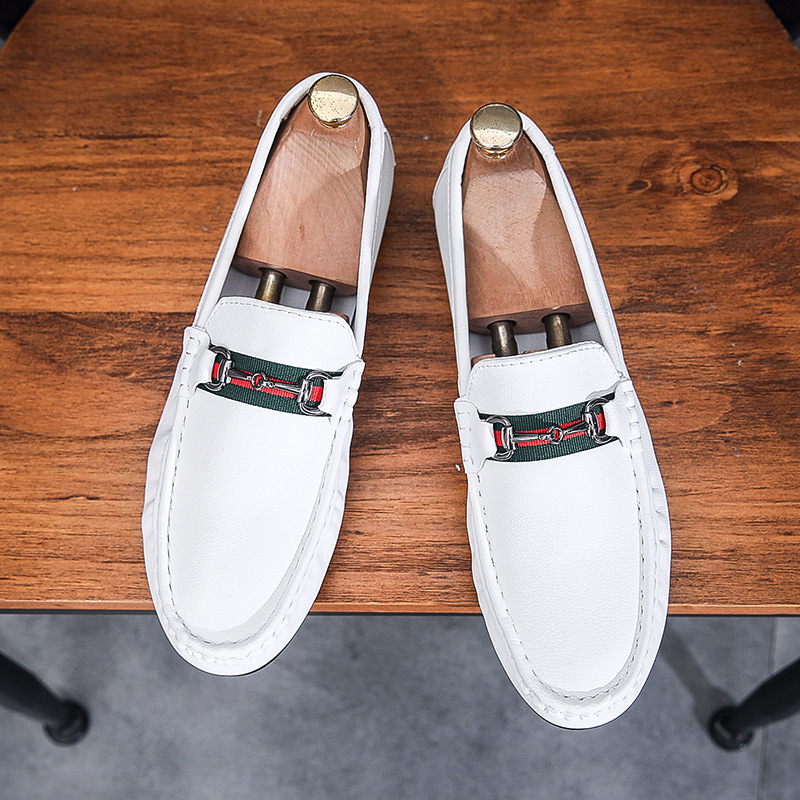 Cross-border Dou Dou Men's Shoes Spring British Style White Loafers Casual Slip-on Driving Soft Sole Trendy Shoes