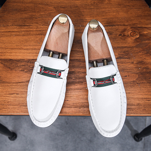 Cross-border Dou Dou Men's Shoes Spring British Style White Loafers Casual Slip-on Driving Soft Sole Trendy Shoes