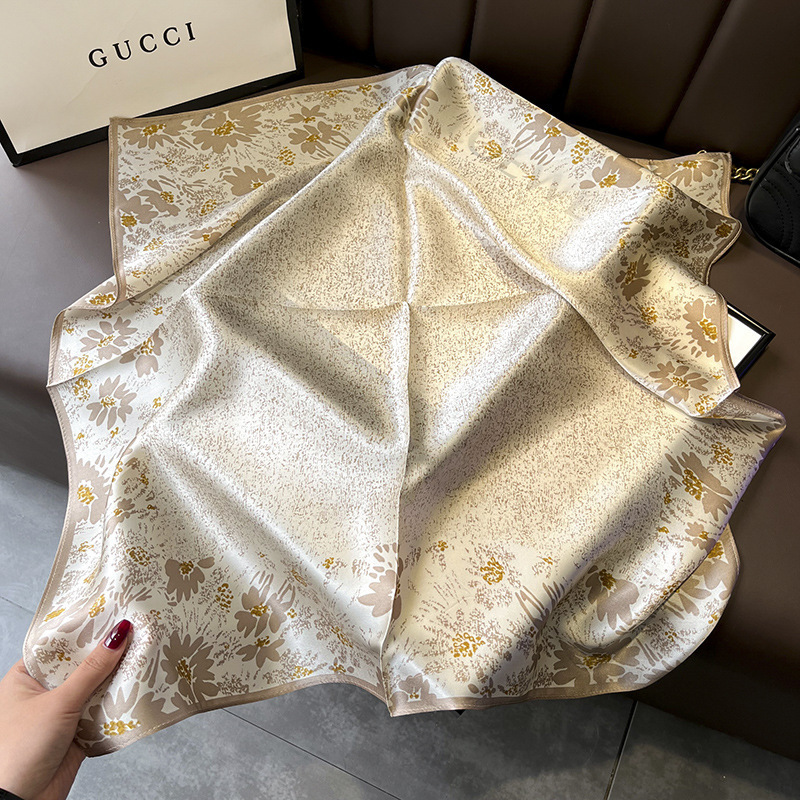 70cm pequeña toalla cuadrada primavera y otoño universal sensación de alto nivel de seda simulación bufandas de seda para mujeres con camisa de decoración profesional bufandas de cuello