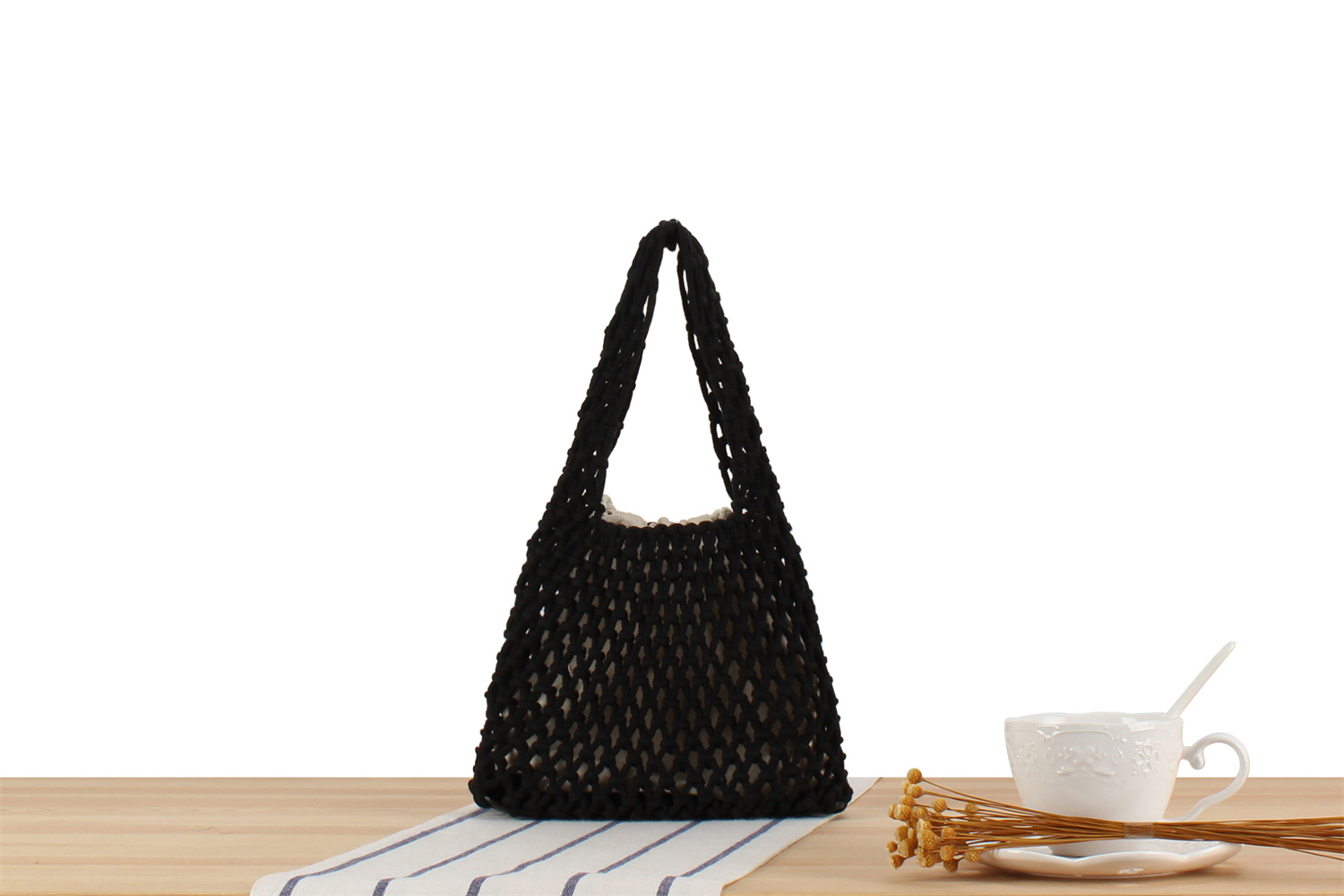 Borsa a tracolla in corda di cotone intrecciata stile macaron_voghion.com