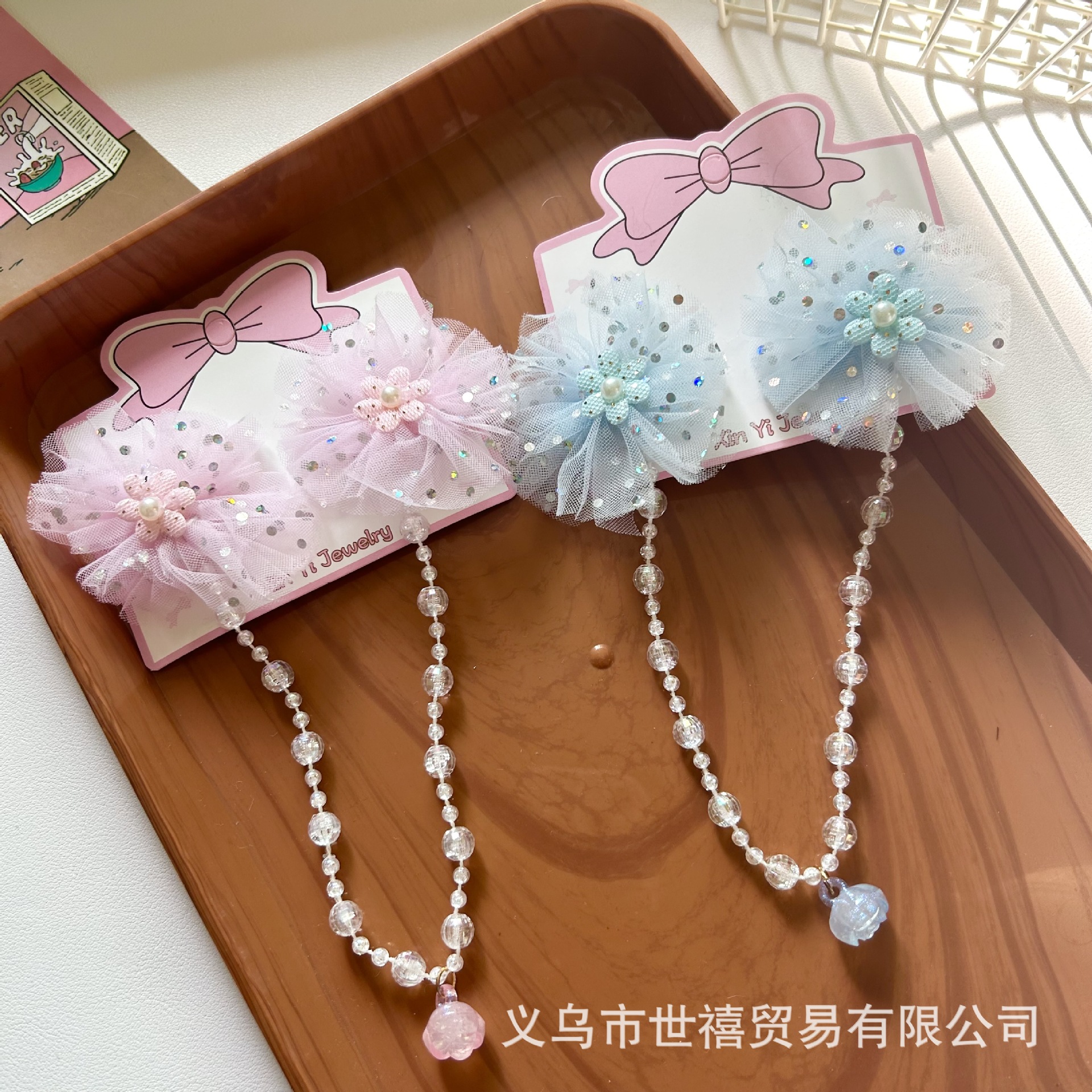 Flores de malla para niños nuevas tarjetas de cabello de niña super inmortal bebé trenzado cadena de cabello adornamiento de cabello estilo chino clip de ropa Han