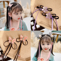 Children's hairpins, summer girls' hair accessories, antique bow hairpins, tassels, ancient costume wigs, braided hair accessories, Hanfu accessories