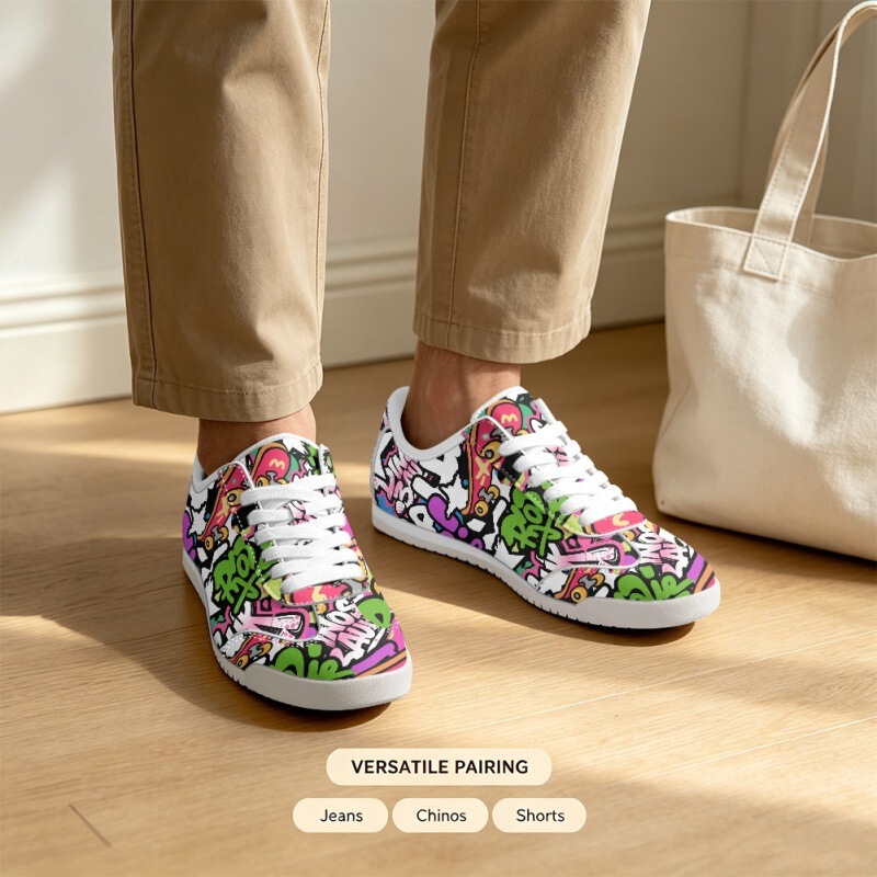 Foreign trade men's casual shoes, street graffiti pattern printed sneakers, unisex large size women's shoes wholesale Foreign trade men's casual shoes, street graffiti pattern printed sneakers, unisex large size women's shoes wholesale