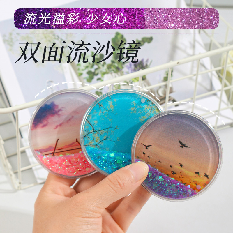 Cute round small handheld mirror for students