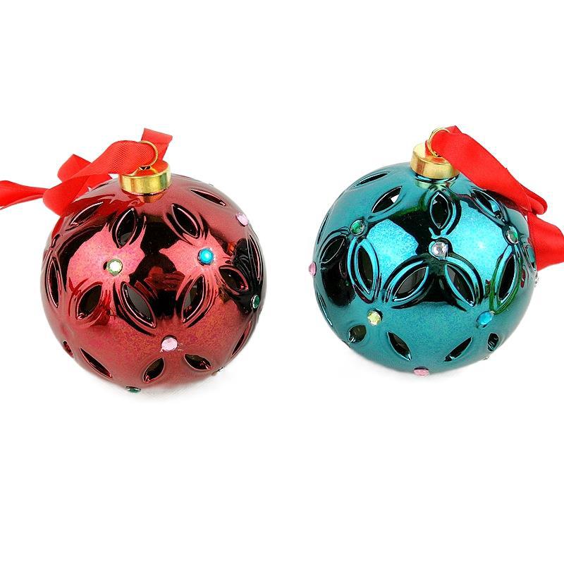 Cerámica creativa Navidad más lámpara colgante galvanoplastia colgante festivo bola de luz LED colgante de porcelana blanca bola colgante transparente hueca