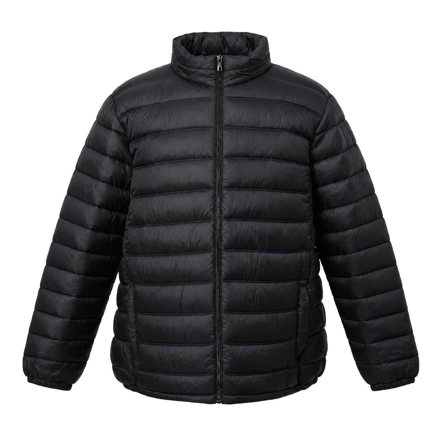 Chaqueta Acolchada Corta con Cuello Alto de Poliéster Térmico Con Cierre de Cremallera para Otoño e Invierno