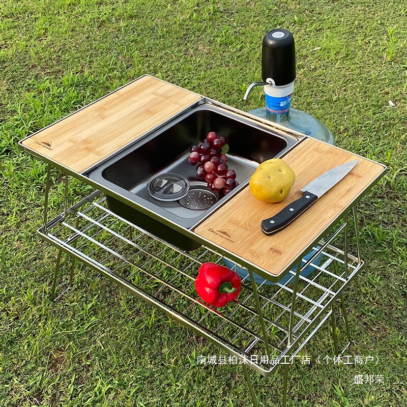 Stainless Steel Kitchen Sink for Outdoor Use, Single Unit Igt Vegetable Washing Basin, Thickened Black Nano Dishwashing Sink, Simple Wholesale