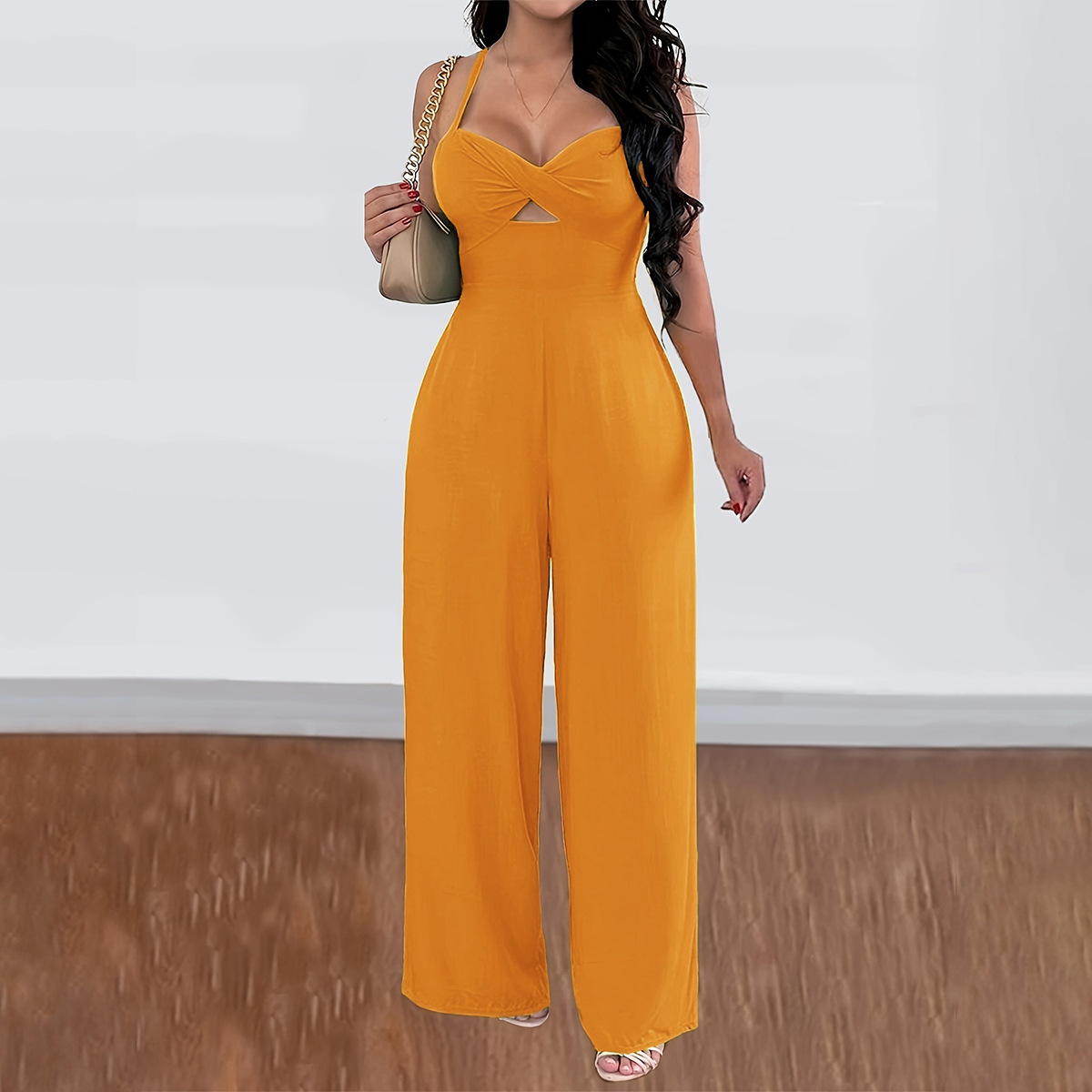 Kaikuo2025 primavera y verano Europa y los Estados Unidos vacaciones ocio transfronterizas estilo de viaje de cabina de color sólido pantalones de piernas anchas ropa de mujer