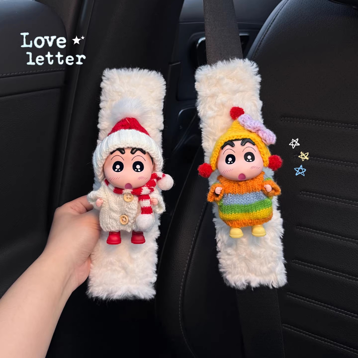 Crayon Shin-Chan Car Seatbelt Shoulder Pads Car Interior Seatbelt Decoration Anti-Wear Clothing Couple Set for Women