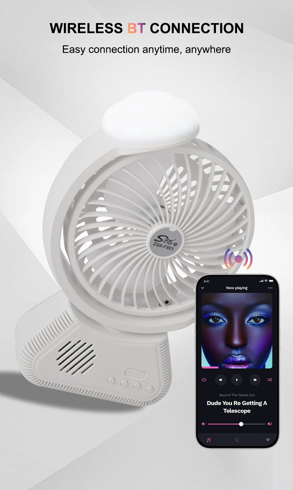 ZQS-F803 New USB Charging Desktop Fan Bluetooth Audio Outdoor Camping Night Light_voghion.com