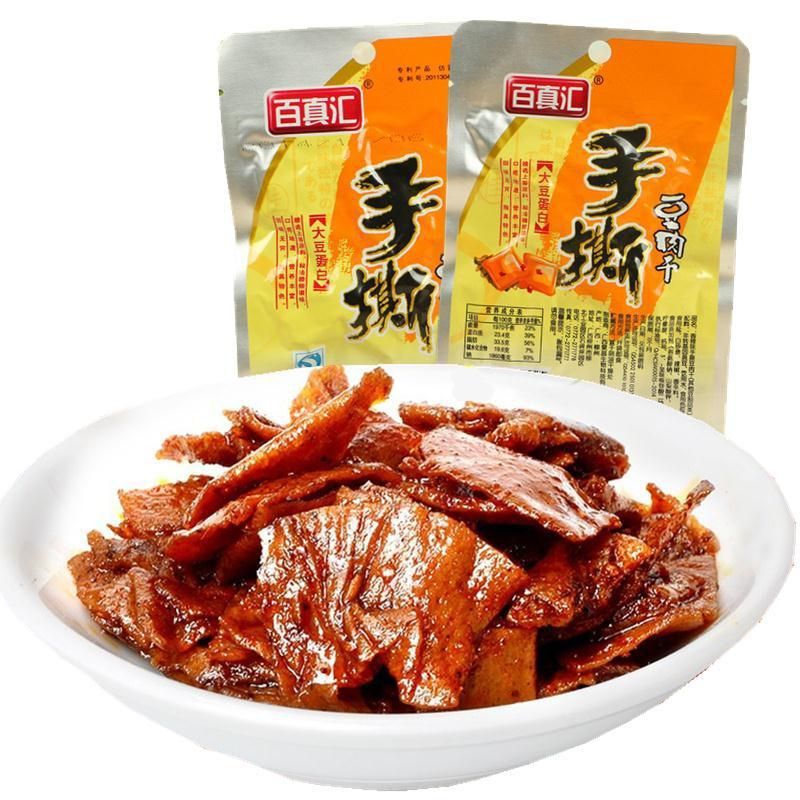 百真汇手撕豆肉干22g*5包10包 香辣麻辣豆皮豆干辣条休闲零食素肉