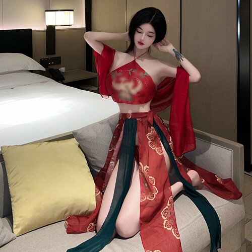 Sexy lingerie, sexy mesh apron, exotic temptation, Hanfu, Dunhuang flying phoenix girl suit