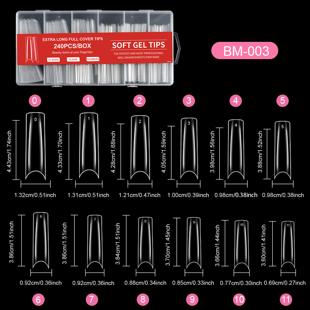 BM003#240 parches de media uña.