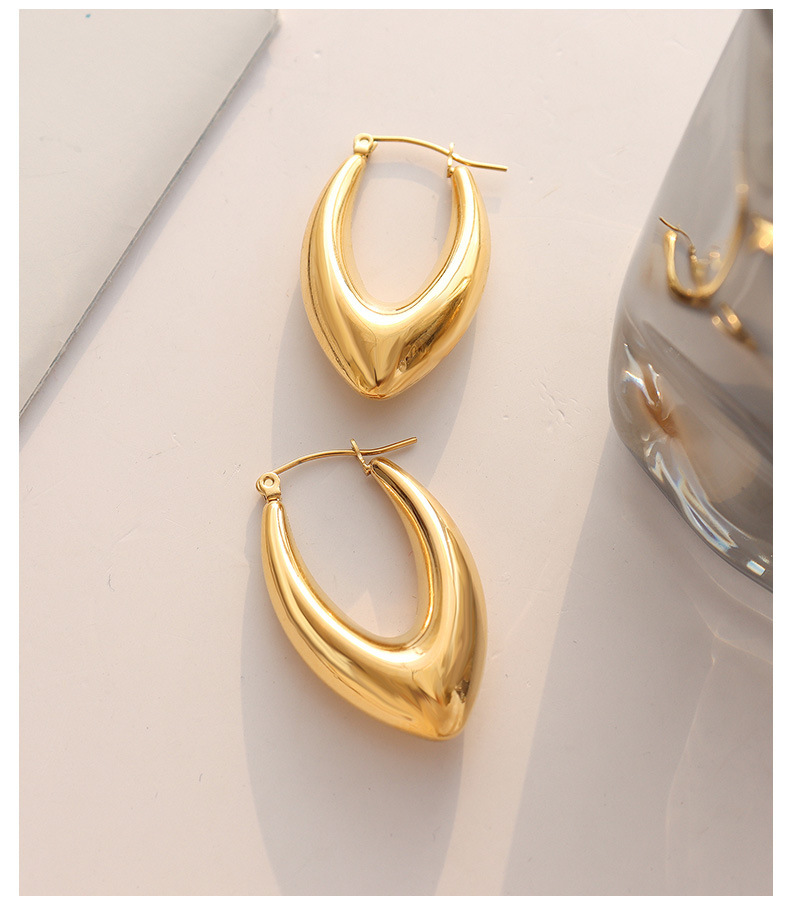 Titanium Steel Material Elegant U Shape Titanium Steel Plating Earrings 1 Pair