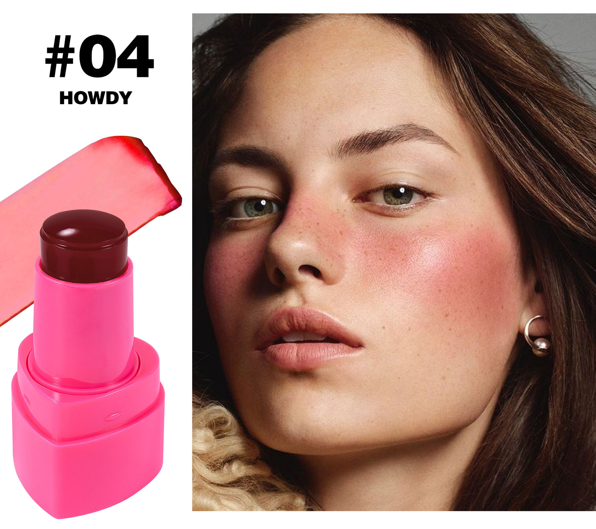 Cross-border Blush Stick: Moisturizing and long-lasting, jelly-like texture HANDAIYAN Matte 9-color heart-shaped Jelly Blush stick undefined