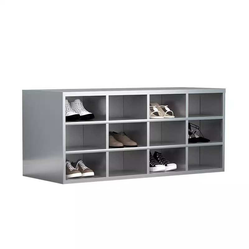 Gabinete de zapatos de acero inoxidable personal de fábrica de alimentos sin polvo taller de purificación de laboratorio armario de almacenamiento de taburetes de cambio de zapatos