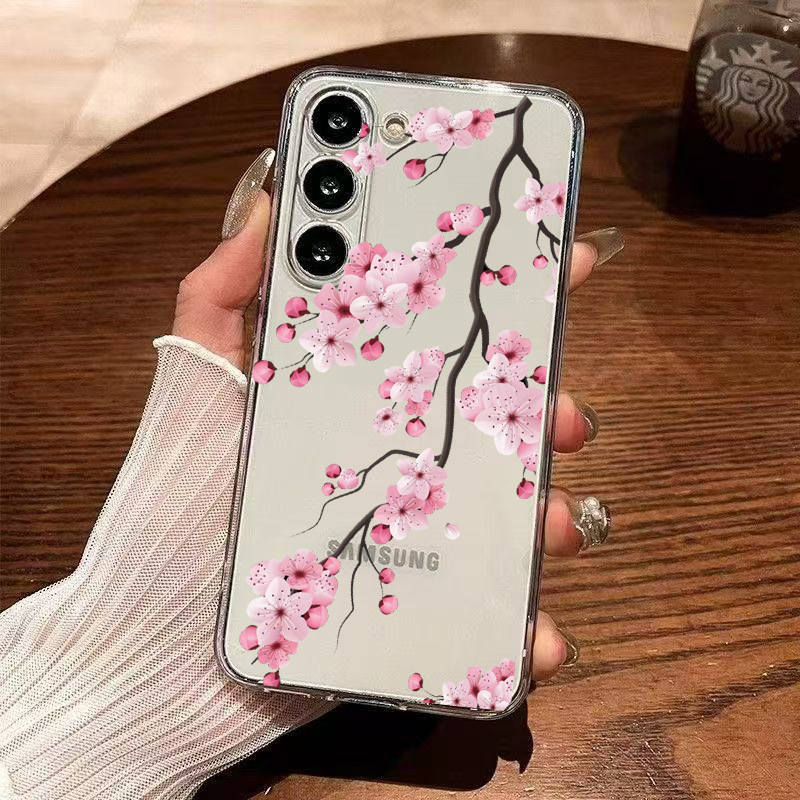 Suitable for Samsung A15/A55 Sakura Flower Branch S24Ultra/S23Fe Mobile Phone Case S22 Transparent A24/A23